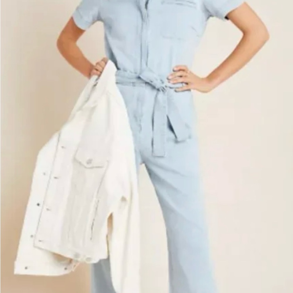 Ella Moss denim jumpsuit with zip front and belt